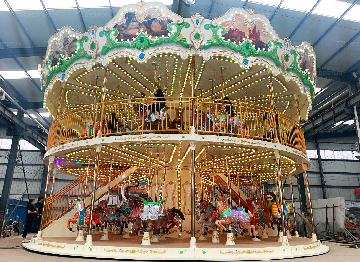Two story carousel ride for park