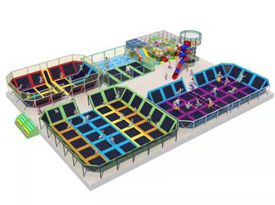 Large trampoline park area equipment for indoor 